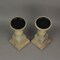 Set of 2 Wooden Pedestal Candle Holders Rustic Centerpiece Home Decor